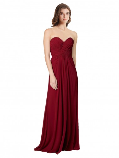 Discount Draped Sweetheart Long Grecian Inspired Chiffon Bridesmaid Dress