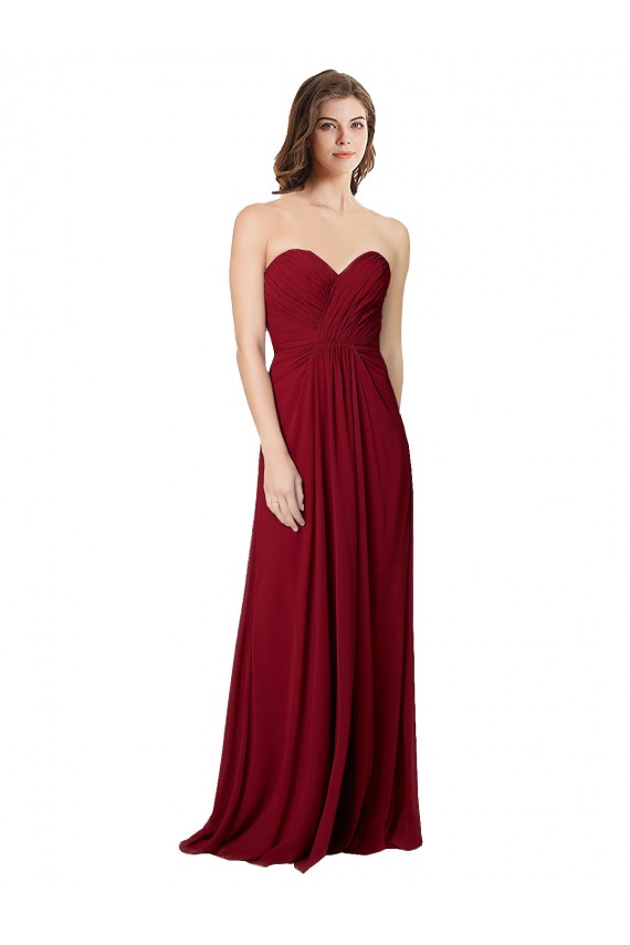 Discount Draped Sweetheart Long Grecian Inspired Chiffon Bridesmaid Dress