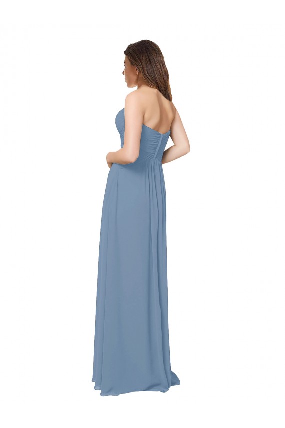 Discount Chiffon A-Line Wraparound Draping Long Bridesmaid Dress