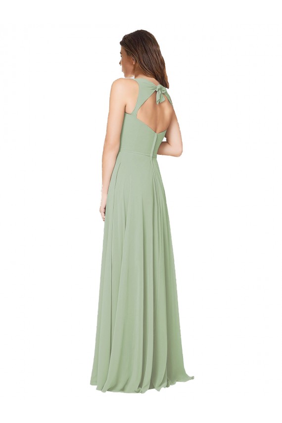 Discount A-Line Open Back Chiffon Bridesmaid Dress with Pockets