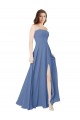Discount Strapless Long Chiffon Bridesmaid Dress with Front Slit