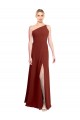 Discount Fit and Flare One Shoulder Long Chiffon Bridesmaid Dress with High Slit