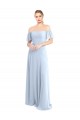 Discount Off the Shoulder Flutter Sleeves Long Chiffon Bridesmaid Dress