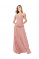 Discount Draped Shoulder Sash Back Chiffon Bridesmaid Dress