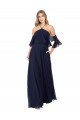 Discount Halter Neck Cold Shoulder Flutter Sleeves Bridesmaid Dress