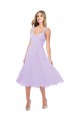 Discount Draped Midi Length Chiffon Cocktail Bridesmaid Dress with Ruched Bodice