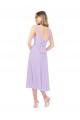 Discount Draped Midi Length Chiffon Cocktail Bridesmaid Dress with Ruched Bodice