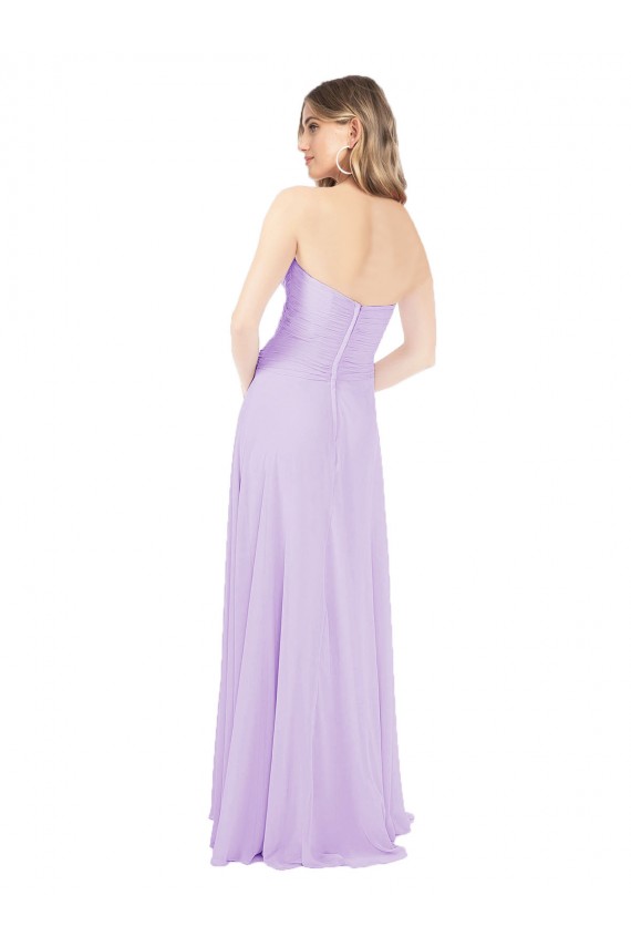 Discount Draped Sweetheart Chiffon Bridesmaid Dress with High Slit