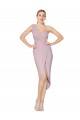 Discount High Low One Shoulder Ruffles V-Neck Chiffon Wrap Bridesmaid Dress / Formal Prom Dress