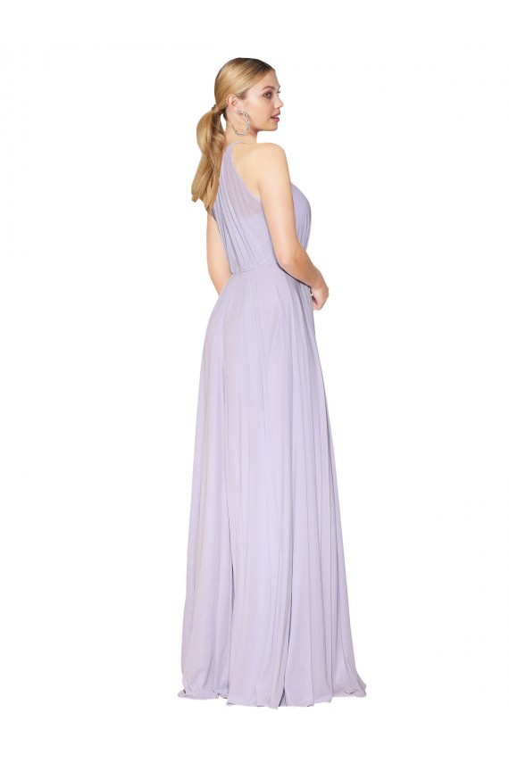 Discount High Neck Halter Shirred Chiffon Bridesmaid Dress / Formal Prom Dress
