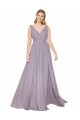 Discount Draped Floor Length High Neck V-Back Chiffon Bridesmaid Dress / Formal Prom Dress with Shirred Bodice