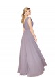 Discount Draped Floor Length High Neck V-Back Chiffon Bridesmaid Dress / Formal Prom Dress with Shirred Bodice