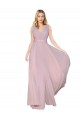 Discount Draped V-Neck Long Chiffon Bridesmaid Dress / Formal Prom Dress with Shirred Bodice