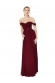 Discount Shirred Sweetheat Neckline Off the Shoulder Long Chiffon Bridesmaid Dress / Formal Prom Dress