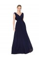 Discount Draped Long V-Neck Floor Length Chiffon Bridesmaid Dress / Formal Prom Dress