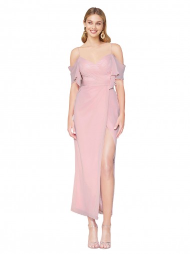 Discount Mermaid Cold Shoulder Short Knee Length Chiffon Bridesmaid Dress / Formal Prom Dress
