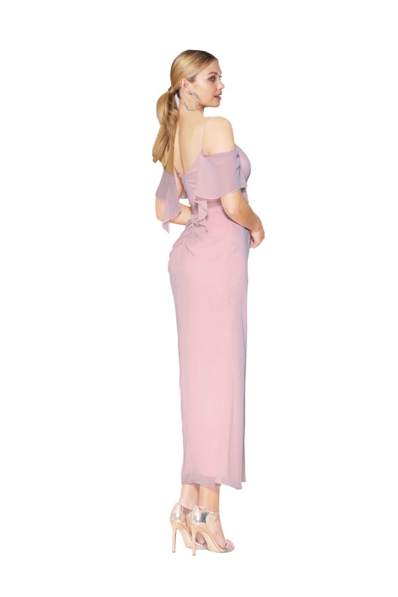 Discount Mermaid Cold Shoulder Short Knee Length Chiffon Bridesmaid Dress / Formal Prom Dress