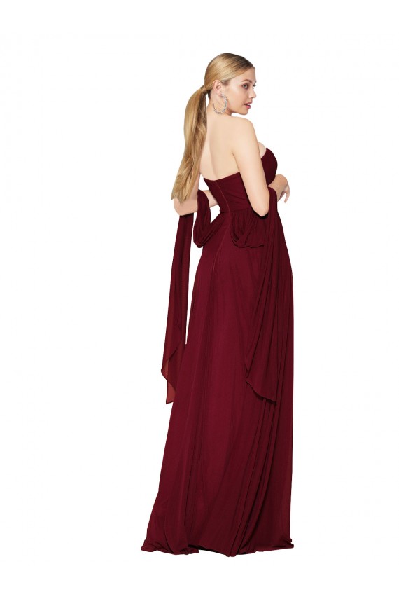 Discount Draped Strapless Long A-Line Chiffon Bridesmaid Dress / Formal Prom Dress