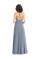 Discount Slim A-Line Cowl Neck Long Chiffon Bridesmaid Dress with Side High Slit
