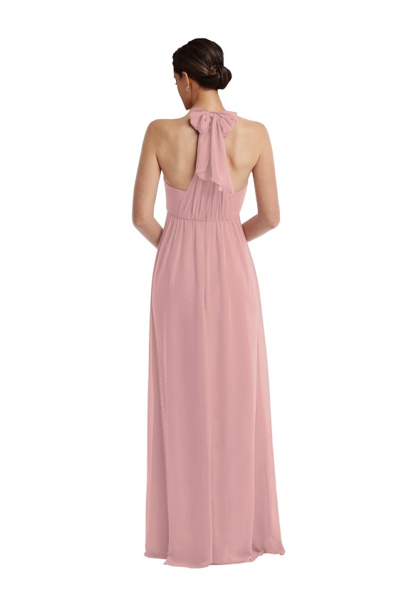 Discount Empire Waist Long Halter Maxi Bridesmaid Dress
