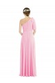 Discount Bow One Shoulder Flounce Sleeve Maxi Bridesmaid Dress