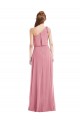 Discount One Shoulder Bow Blouson Bodice Maxi Bridesmaid Dress