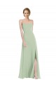 Discount Scoop Neck Tie Strap Maxi Bridesmaid Dress with Front Slit