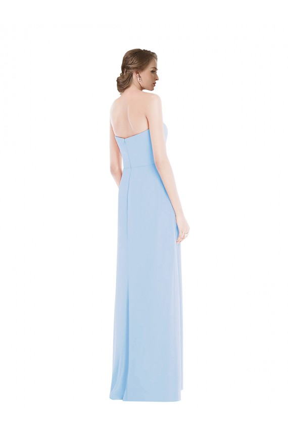 Discount Strapless Sweetheart Maxi Bridesmaid Dress with Pleated Front Slit