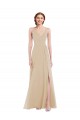 Discount Faux Wrap Criss Cross Back Maxi Bridesmaid Dress with Front Slit