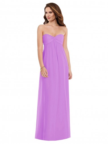 Discount Empire Waist Twist Shirred Strapless Bridesmaid Dress
