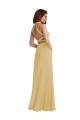 Discount Stand Collar Halter Maxi Bridesmaid Dress with Criss Cross Open Back