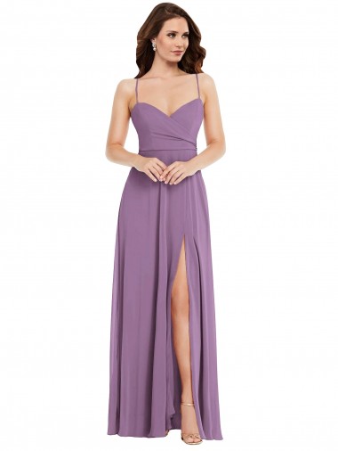 Discount Wrap Bodice Maxi Bridesmaid Dress with Front Slit