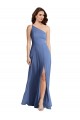 Discount One Shoulder Full Length Maxi Formal Bridesmaid Dress with Flirty Slit