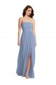 Discount Strapless A-Line Maxi Bridesmaid Dress with Front Slit