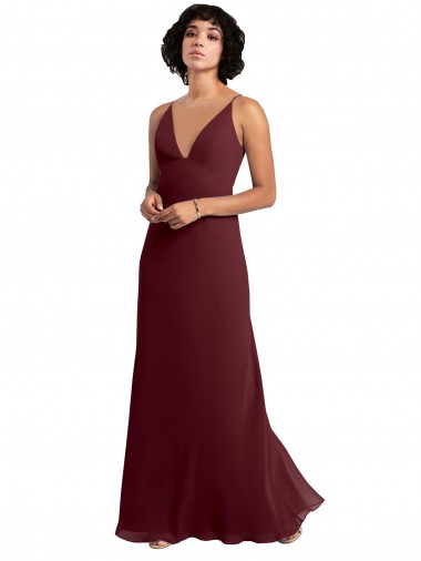 Discount Notched Neckline Empire Waist Chiffon Slip Bridesmaid Dress