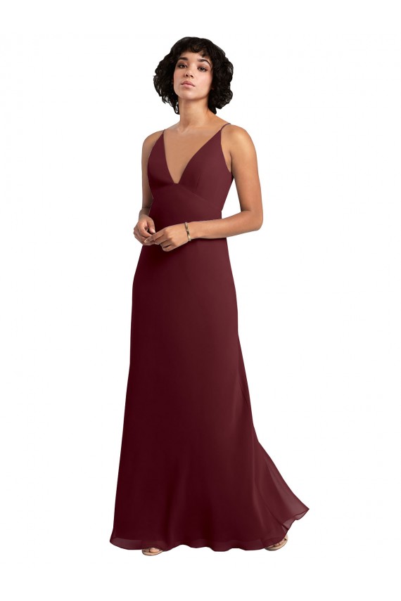 Discount Notched Neckline Empire Waist Chiffon Slip Bridesmaid Dress