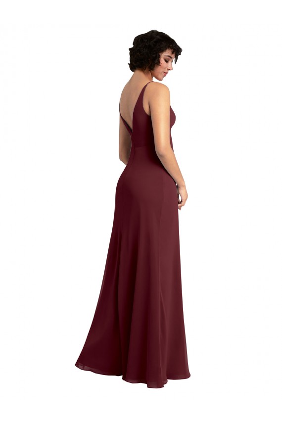 Discount Notched Neckline Empire Waist Chiffon Slip Bridesmaid Dress