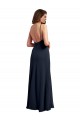 Discount Scoop Neck Long Chiffon Open Back Bridesmaid Dress with Spaghetti Straps