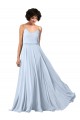 Discount V-Neck Blouson Waist Long Chiffon Bridesmaid Dress with Straps