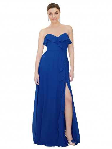 Discount Ruffled Chiffon Strapless Bridesmaid Dress