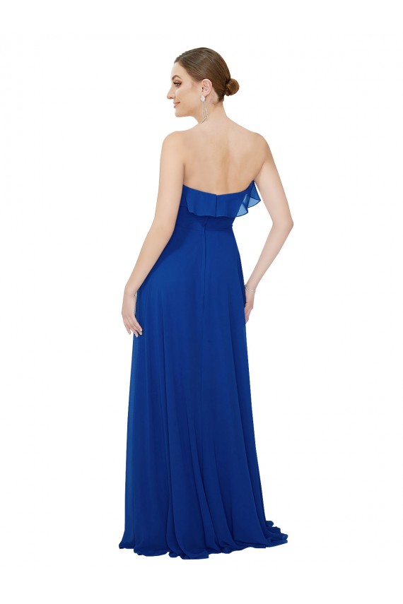 Discount Ruffled Chiffon Strapless Bridesmaid Dress