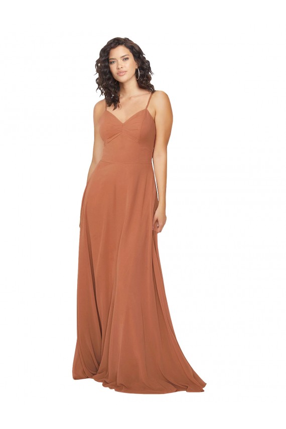 Discount Chiffon Bridesmaid Dress with Tie Back Keyhole