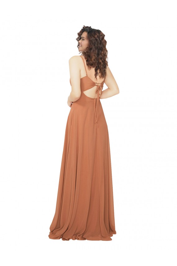 Discount Chiffon Bridesmaid Dress with Tie Back Keyhole