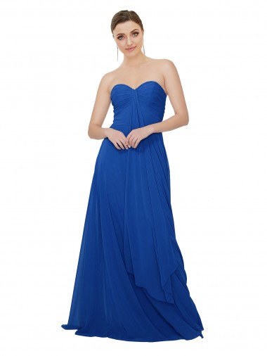 Discount Strapless Sweetheart Draped Chiffon Bridesmaid Dress