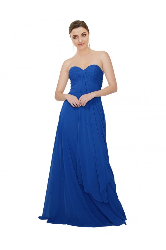 Discount Strapless Sweetheart Draped Chiffon Bridesmaid Dress