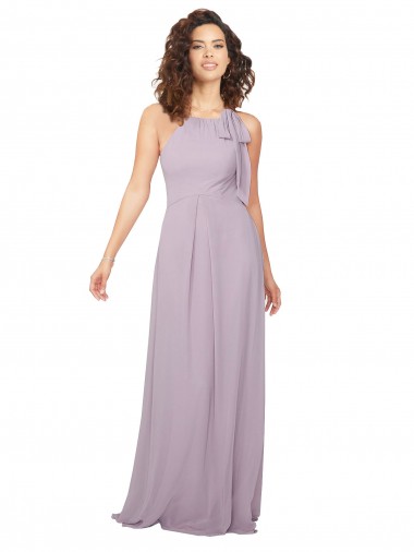 Discount Halter Neck Bridesmaid Dress with Bow