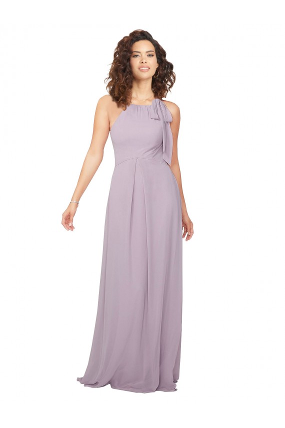 Discount Halter Neck Bridesmaid Dress with Bow