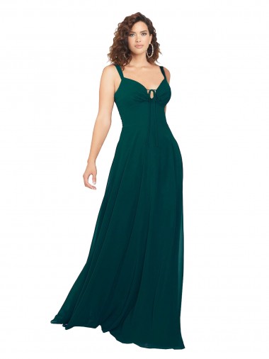 Discount Tied Bodice Sweetheart V-Neck Chiffon Bridesmaid Dress