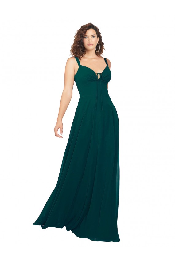 Discount Tied Bodice Sweetheart V-Neck Chiffon Bridesmaid Dress
