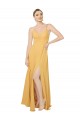 Discount Ruched Chiffon Bridesmaid Dress with Pockets & Tie Back Detail
